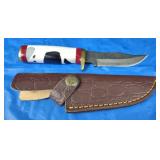 Damascus Knife w/Sheath, New