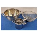 Stainless Strainers (2) & Flour Sifter