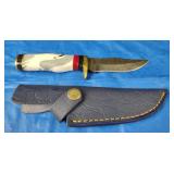 Damascus Knife w/Sheath, New