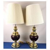 Burgundy & Gold Table Lamps (2)