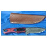 Damascus Knife w/Sheath, New
