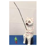 Wood Carved Fishing Cat Ornament