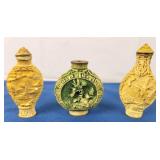 Chinese Carved Snuff Bottles [x3]
