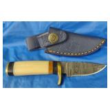 Damascus Knife w/Sheath, New