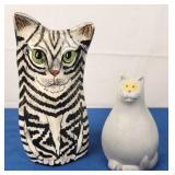 Ceramic Cat Vase & Figurine (2)