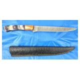 Damascus Boning Knife w/Sheath, New