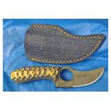 Damascus Skinning Knife w/Sheath, New