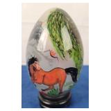 Reverse Painted Glass Egg