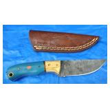 Damascus Knife w/Sheath, New