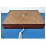 Antique Velvet Lined Walnut Jewelry Box