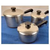 Revere Ware Copper Bottom Saucepans w/ Lids [x3]