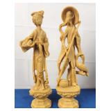 Oriental Fisherman & Wife Figurines (2)