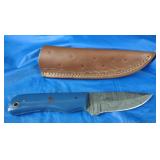 Damascus Knife w/Sheath, New