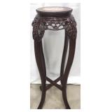 Carved Wood Marble Top Plant Stand