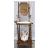Mirrored Wash Stand w/Basin & Pitcher