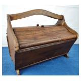 Vtg Wooden Sewing Box