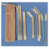 Stainless Steel Straws, Pouch & Cleaning Brushes