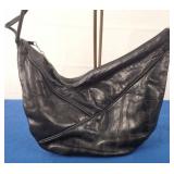 Vtg Black Leather Shoulder Bag/Tote