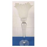 Tall Clear & Frosted Candle Holder