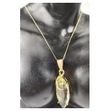 14K Necklace w/ Large Marquis Cut Citrine