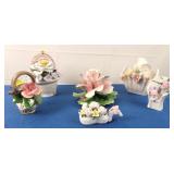 Capodimonte & Assorted Floral What-Nots (6)