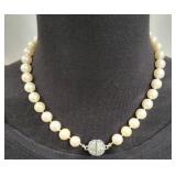 Single Strand Hand Knotted Pearl Necklace