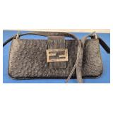 Fendi Black Pebble Leather Baguette