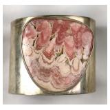 Sterling Rhodochrosite Cuff Bracelet