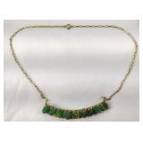 18K Gold Necklace w/ Raw Jade Stones