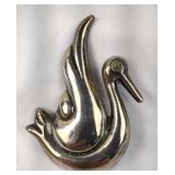 Sterling Swan Pin w/ Turquoise Eye