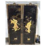 Black Lacquer Geisha Wall Art Panels [x2]
