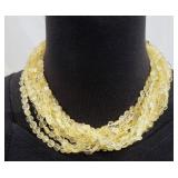 11 Strand Citrine Necklace, Onyx on Sterling Clasp