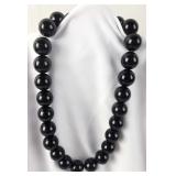 Onyx Bead Necklace w/ Sterling Clasp