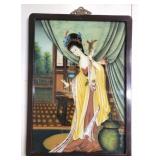 Antique Reverse Painted Japanese Geisha Girl