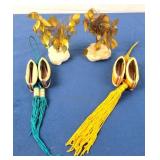 Gold Leaf Trees (2) & Hanging Oriental Slippers (2