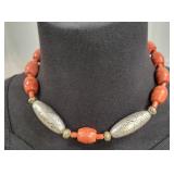 Red Jasper Necklace w/ Silver Accent Beads