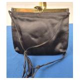 Vtg Black Satin Evening Bag