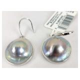 18mm Blister Pearl Drop Earrings - Sterling