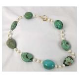 Chunky Turquoise and Pearl Necklace