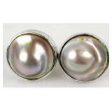 18mm Blister Pearl  Earrings - Sterling