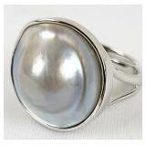 18mm Blister Pearl Ring - Sterling