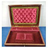 Antique Velvet Lined Walnut Jewelry Box