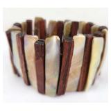 Mother of Pearl & Wood Expansion Cuff Bracelet