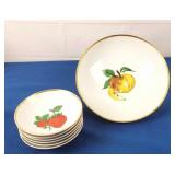 Vtg Schirnding Porcelain Fruit Serving Set (7pcs)