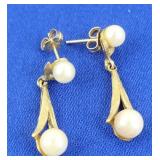 Pearl Drop Earrings w/ 14K Gold Backs