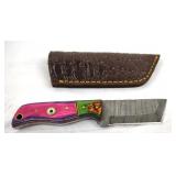 Damascus Tanto Knife w/Sheath, New