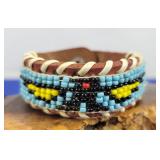 Native American Style Firebird on Leather Bracelet