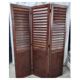 Walnut Louvered 3-Panel Room Divider