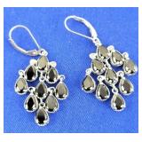 Polished Stone Drop Earrings Sterling