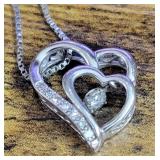 Sterling Diamonds Heart Pendant Necklace